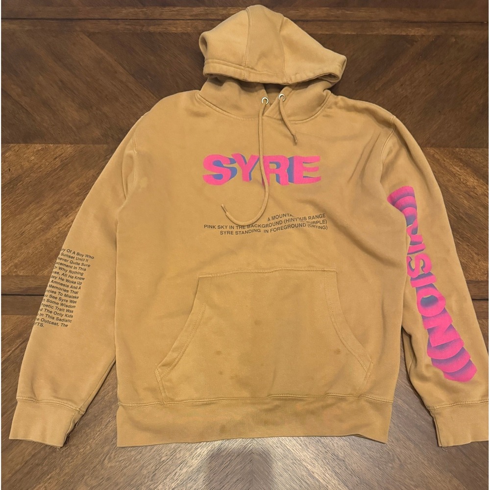 MSFTSrep SYRE A Beautiful Confusion Jaden Smith Hoodie Tan Yellow Mens Medium |N